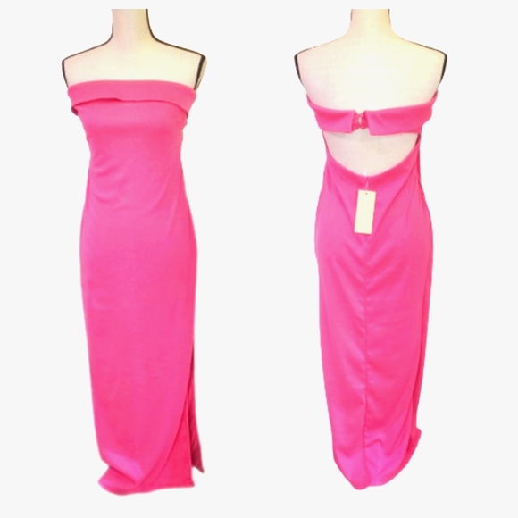 Who I Am Pink Tube Dress with Side Split and Back Cutout, Size 14, NWT - Picture 1 of 16